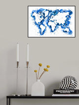 Blue strokes world map Poster och Canvastavla
