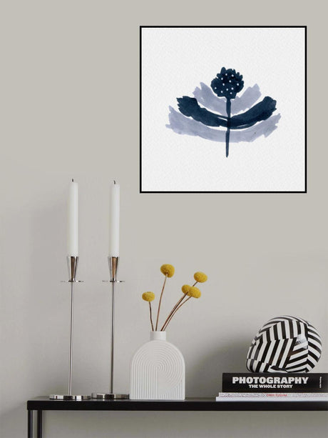 Happy Floral Black White Poster och Canvastavla