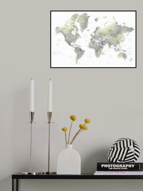 Detailed world map with cities, Hollace Poster och Canvastavla