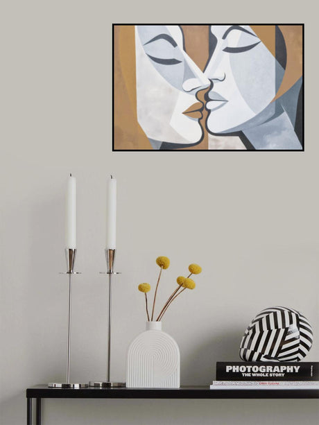 A Kiss Brown Grey Poster och Canvastavla