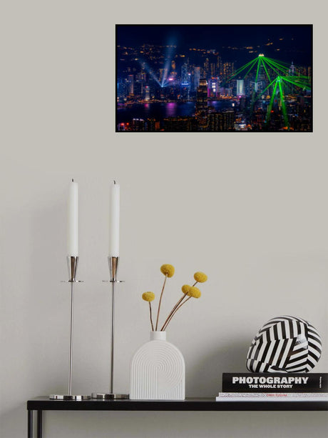 Victoria Harbour Light Show Poster och Canvastavla