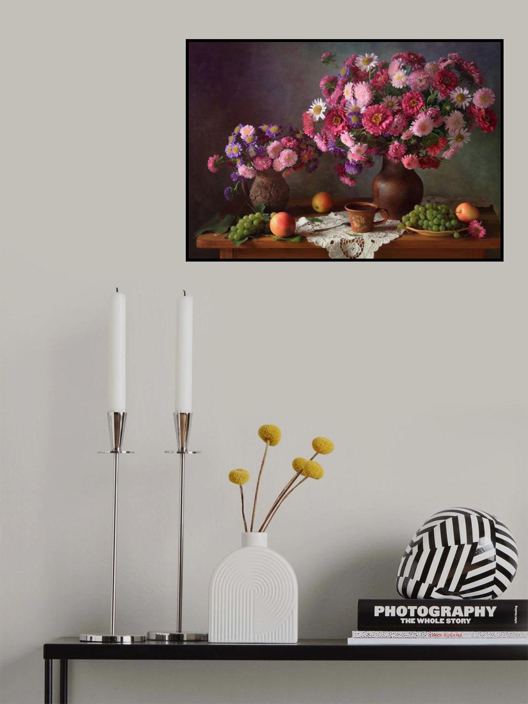 With bouquets of asters and grapes Poster och Canvastavla