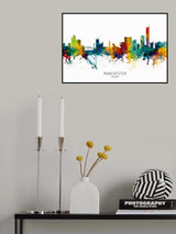 Manchester England Skyline Poster och Canvastavla