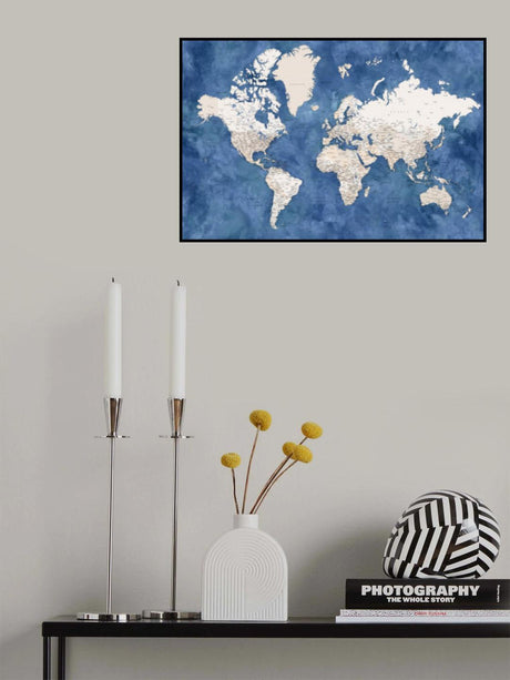Detailed world map with cities, Sabeen Poster och Canvastavla