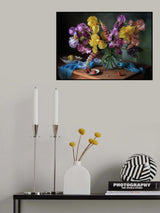 Still life with a bouquet of irises and lupine Poster och Canvastavla