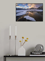 Three Sister Peak After a Snow Fall Poster och Canvastavla
