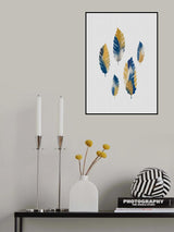 Leaves Blue & Yellow Poster och Canvastavla