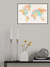 Watercolor world map with countries, Fifi Poster och Canvastavla