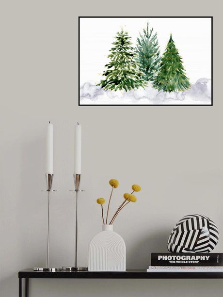 Three watercolor Christmas trees Poster och Canvastavla