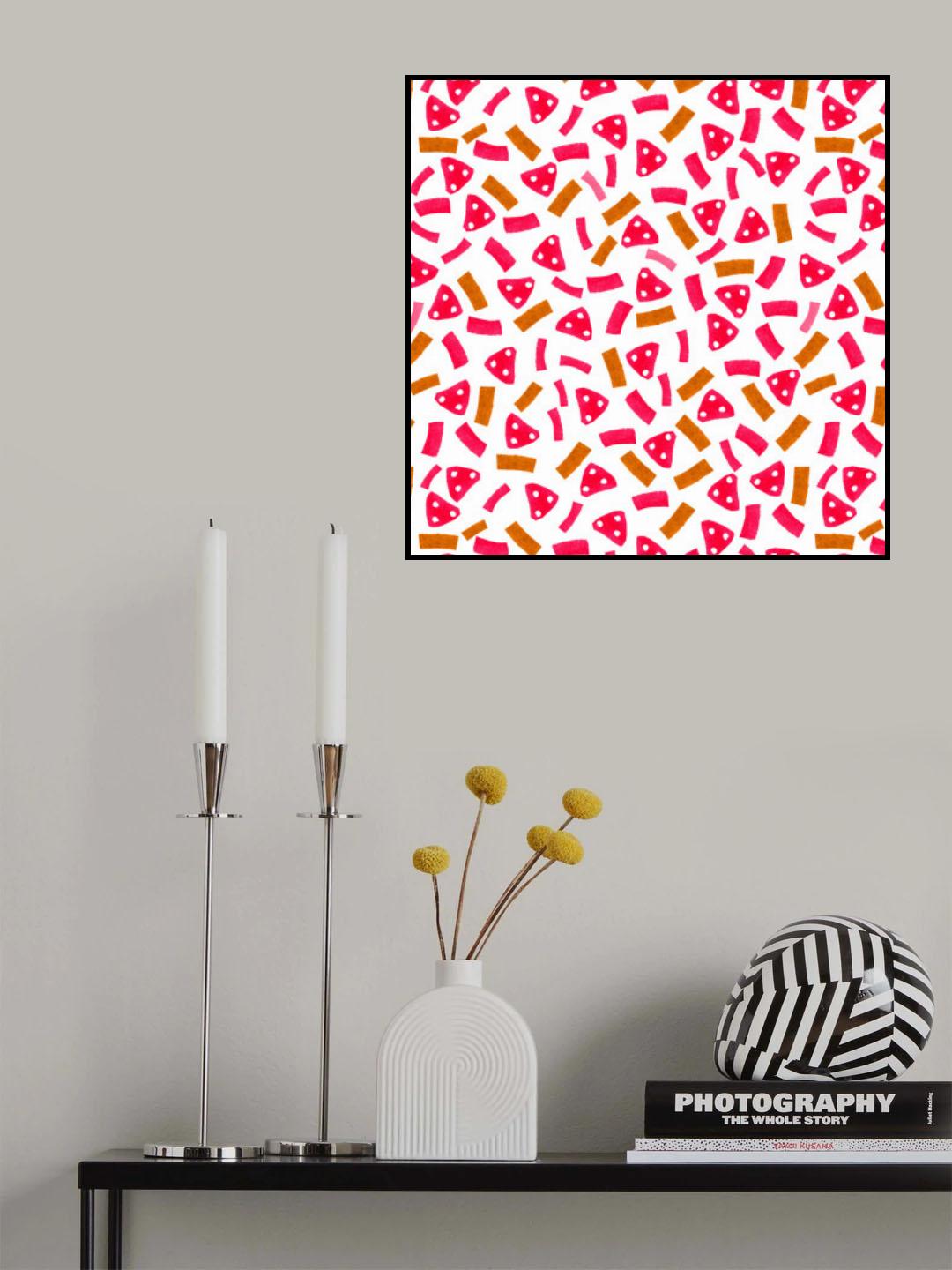 Geometric Marks Pink Brown Poster och Canvastavla