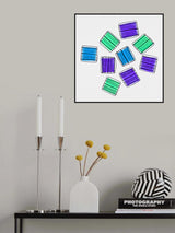 Mint Blue Lavender Striped Squares Pictufy Poster och Canvastavla