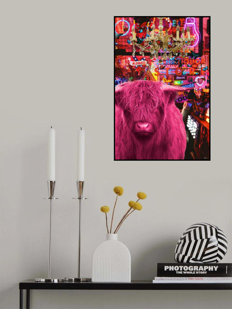 Pinkie Moo Cow went to the Disco Poster och Canvastavla