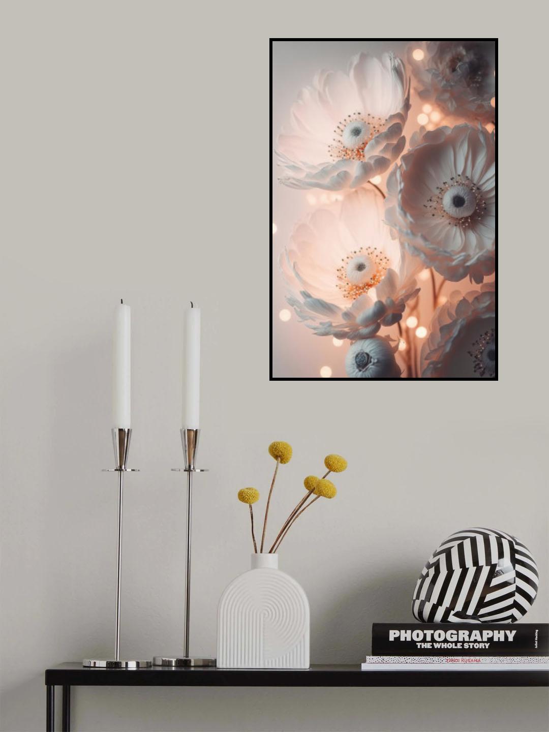 Glowing Patel Pink Flowers Poster och Canvastavla