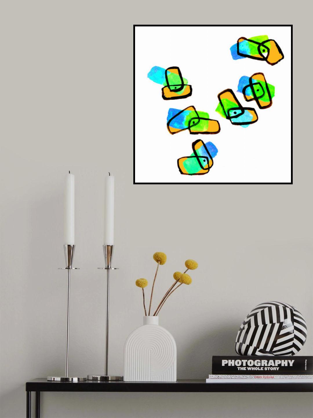 Multicolor Abstract Shapes Watercolor Poster och Canvastavla