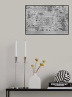 Gray map of Kyoto Poster och Canvastavla