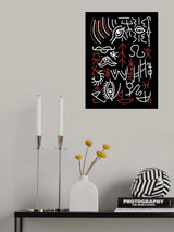 Line Art Bizarre Cave Symbol Poster och Canvastavla