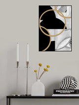 Black and White Stripes Gold Spheres No3 Poster och Canvastavla