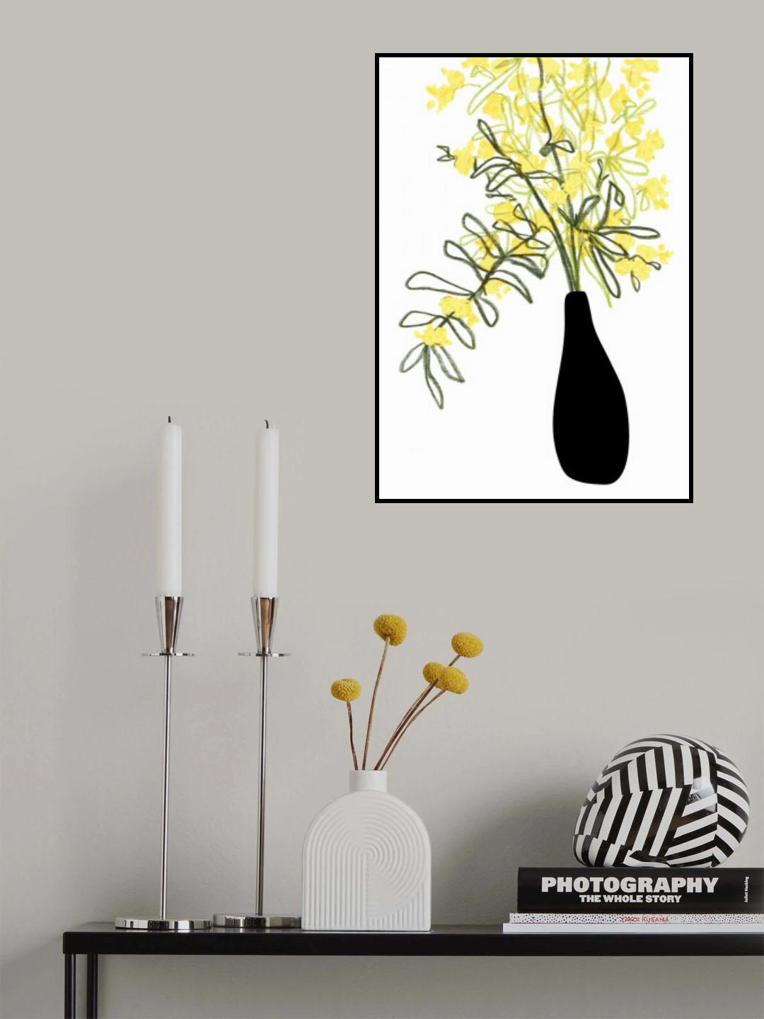 Yellow blooms in a vase Poster och Canvastavla