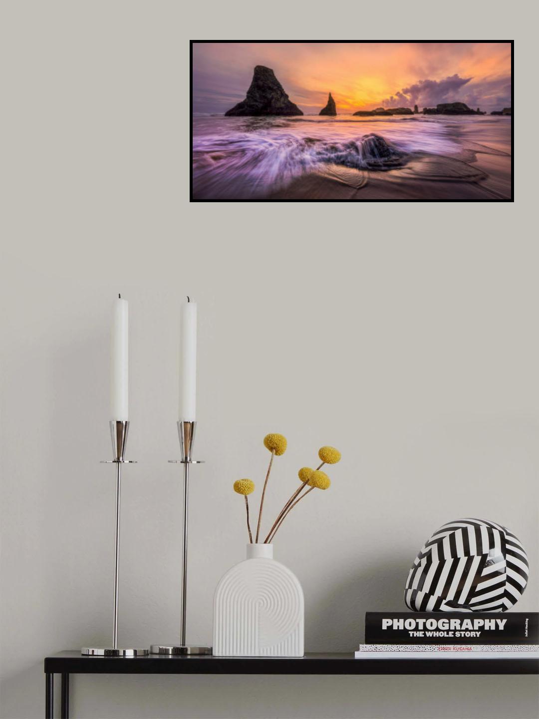 Sunset at Bandon Beach Poster och Canvastavla