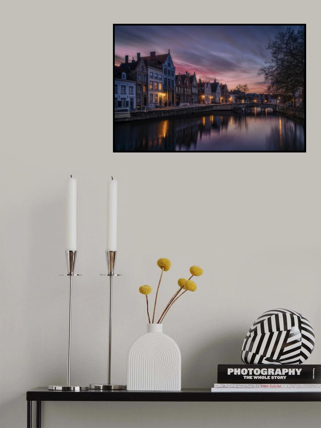 Bruges at sunset Poster och Canvastavla