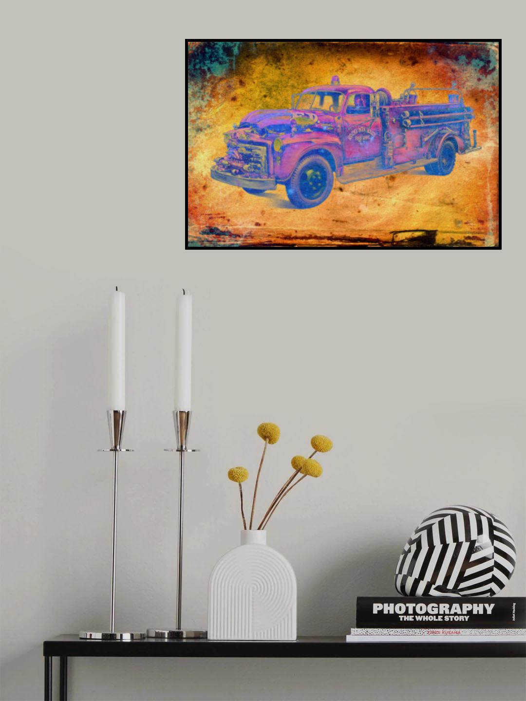 Vintage firetruck Poster och Canvastavla