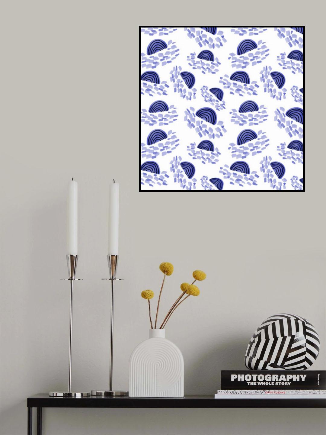 Confetti Rainbows Navy Blue Poster och Canvastavla