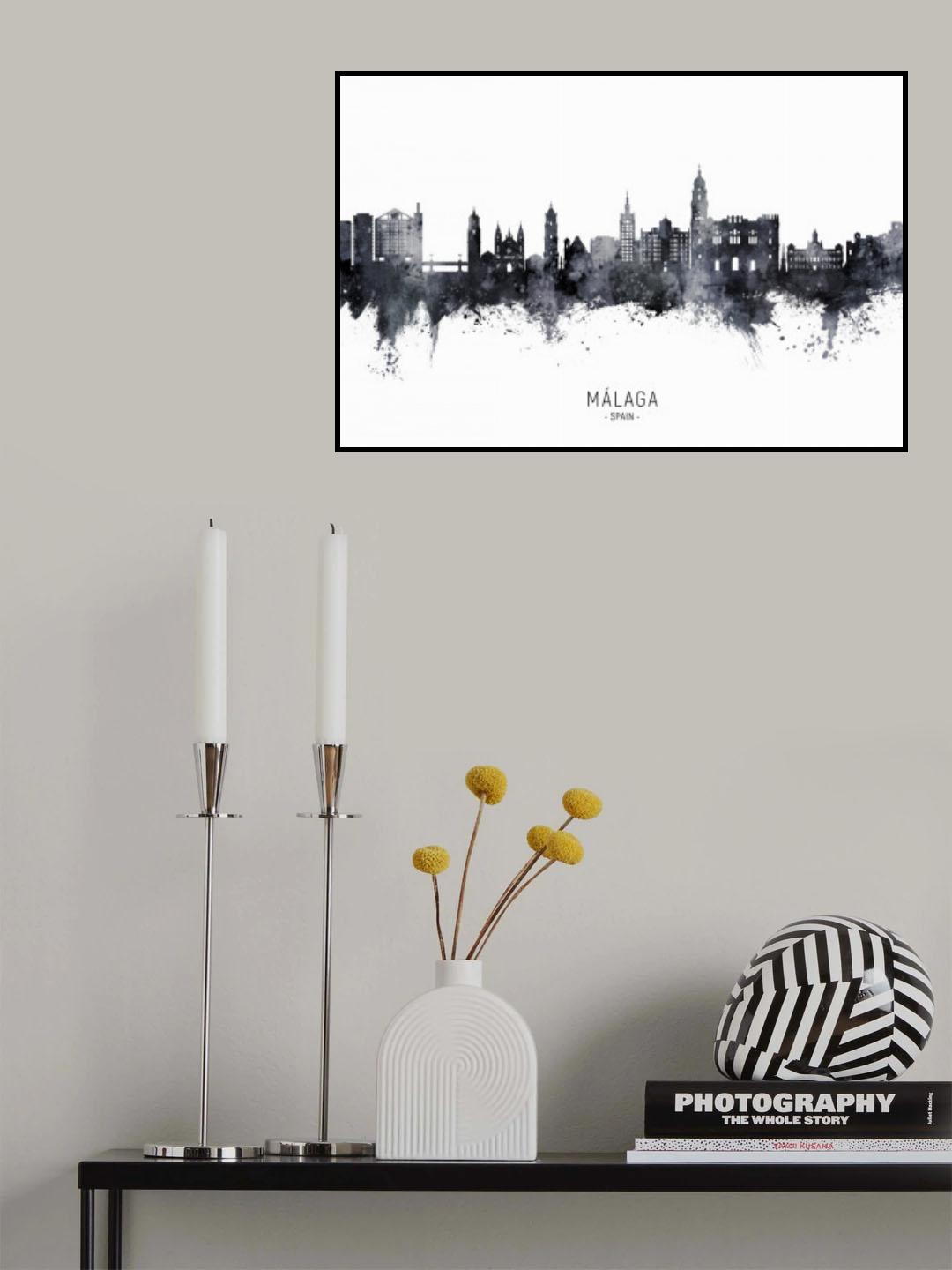 Málaga Spain Skyline Poster och Canvastavla
