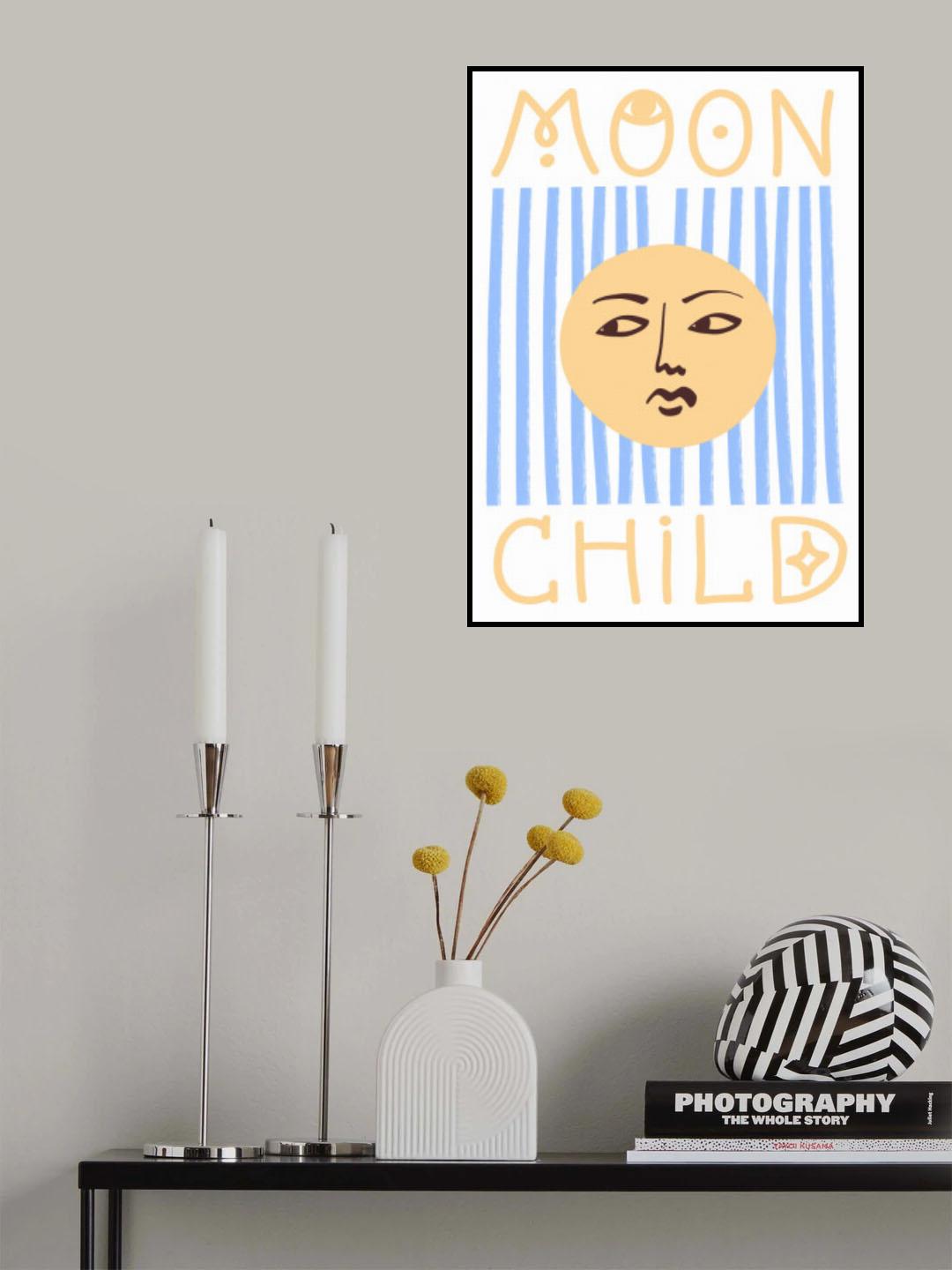 Striped Moon Child Poster och Canvastavla