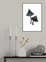Iced mushrooms in black Poster och Canvastavla