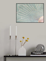 Gold geometric sun rays mural green Poster och Canvastavla