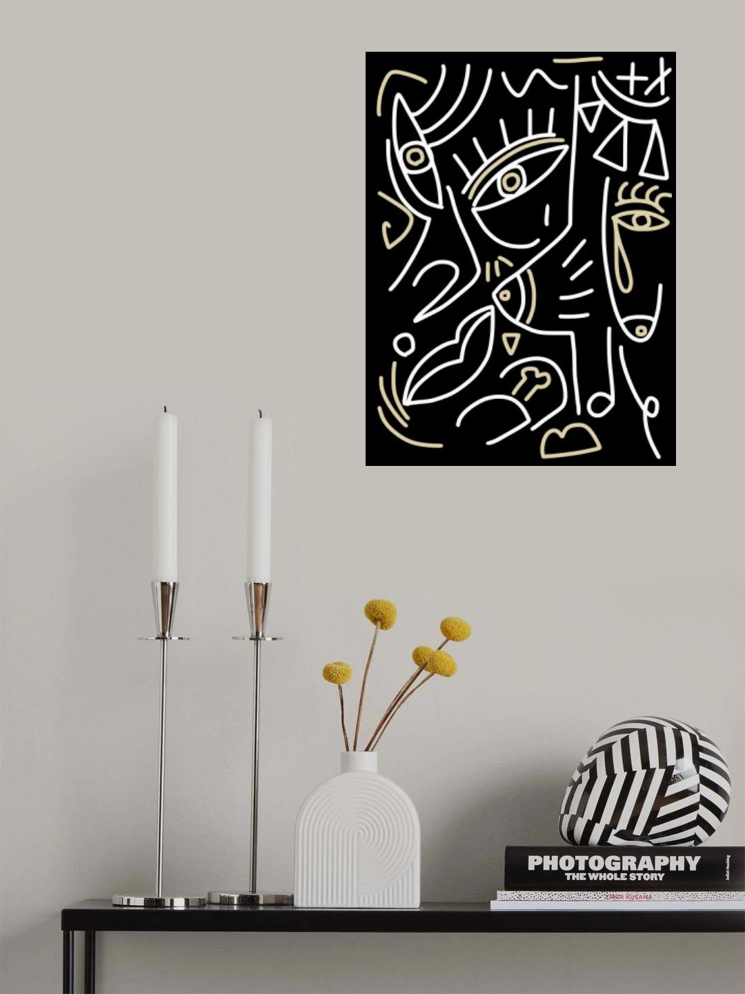 Line Art In White and Grey Poster och Canvastavla