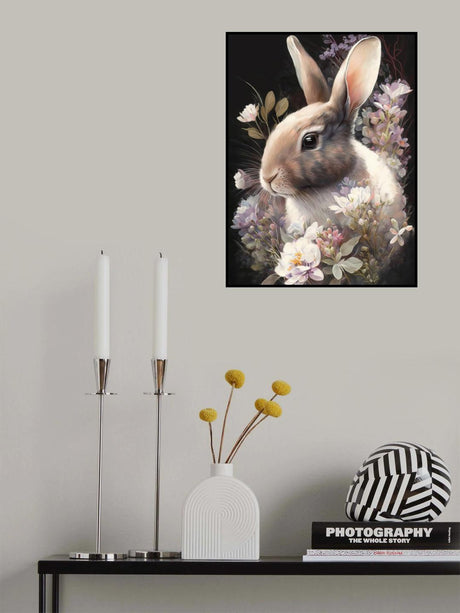 Rabbit and Flowers 3 Poster och Canvastavla
