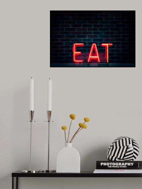 Eat in Neon Poster och Canvastavla