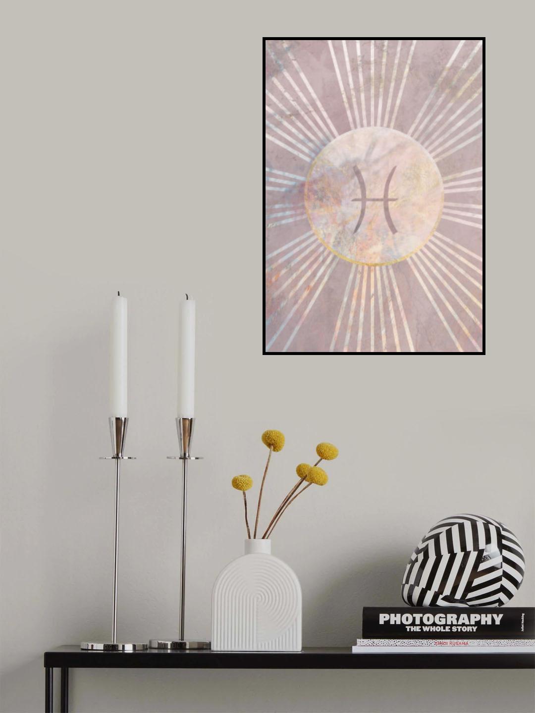 Pisces Boho Star Sign Sun Poster och Canvastavla