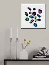 Broken Florals Blue Green Pink Abstract Poster och Canvastavla