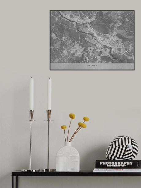 Gray vintage map of Bremen Germany Poster och Canvastavla