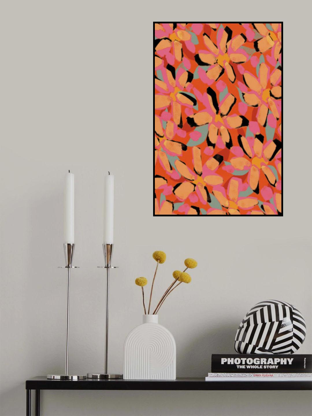 Yellow Flower Pattern Poster och Canvastavla