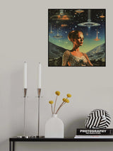 Take Me To Your Leader Space Collage Art Poster och Canvastavla