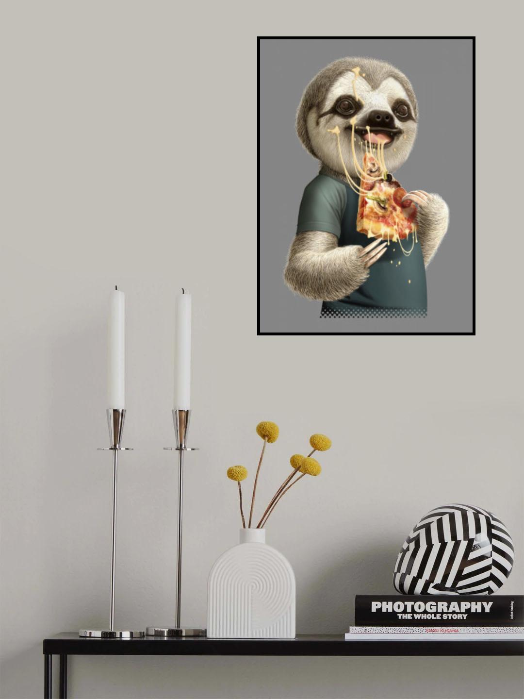 sloth eat pizza Poster och Canvastavla
