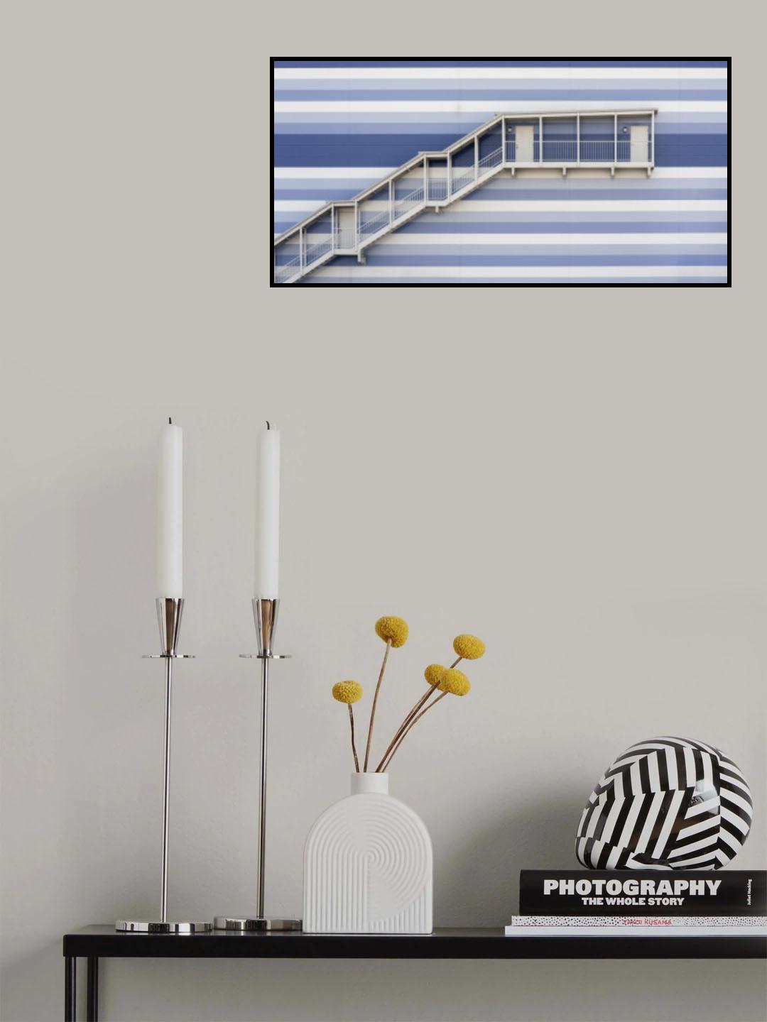Stairs on the striped wall Poster och Canvastavla