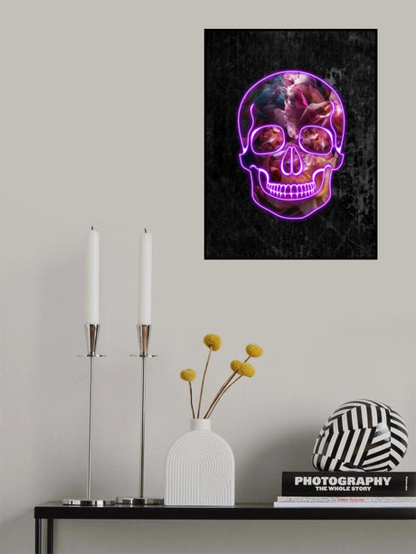 Neon Halloween Skull Poster och Canvastavla