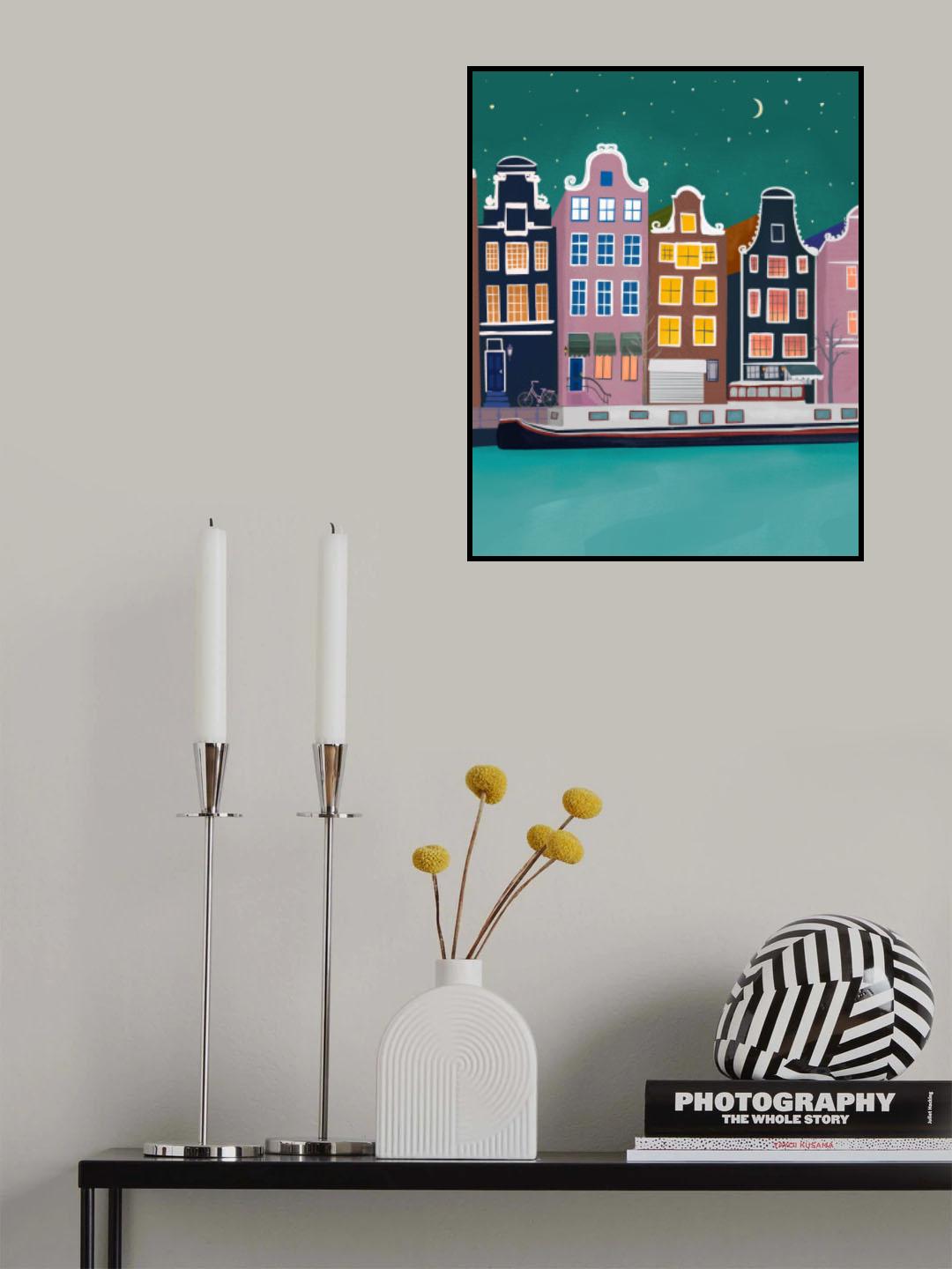 Amsterdam by night Poster och Canvastavla