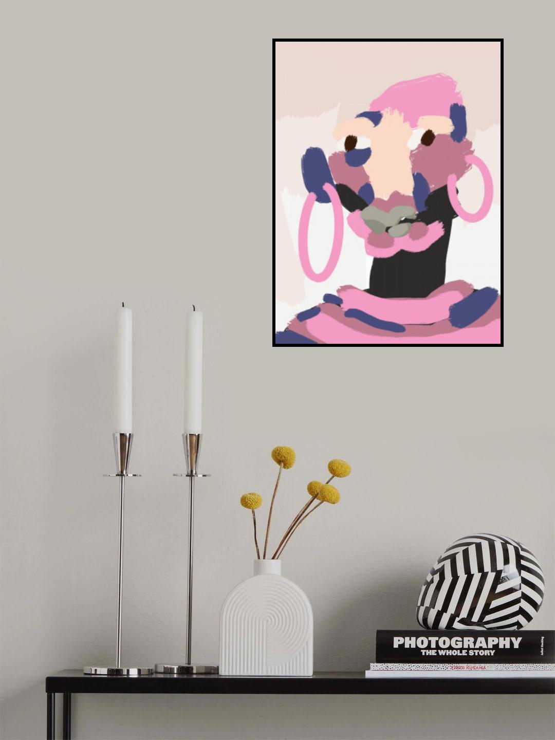 Pink Tribal Portrait Poster och Canvastavla