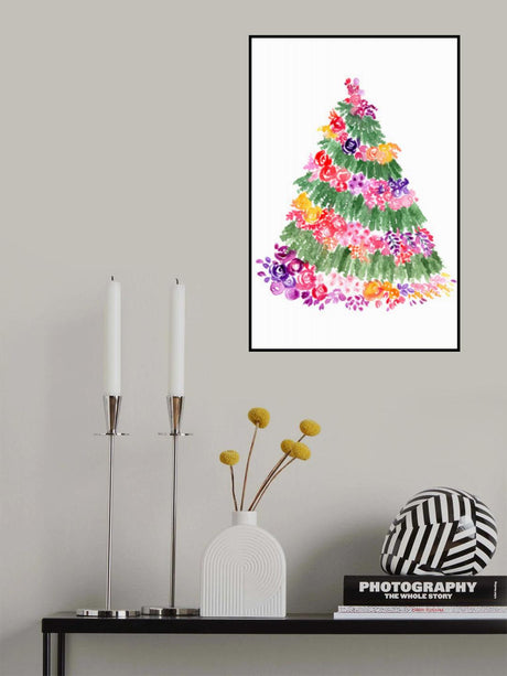 Floral watercolor Christmas tree Poster och Canvastavla