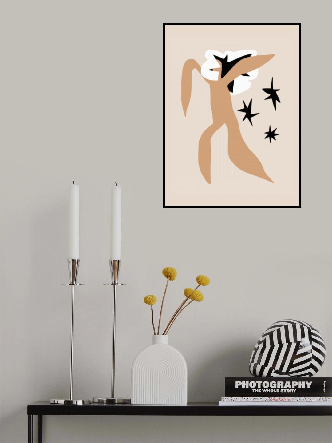 Dancing Stars White Floral Poster och Canvastavla