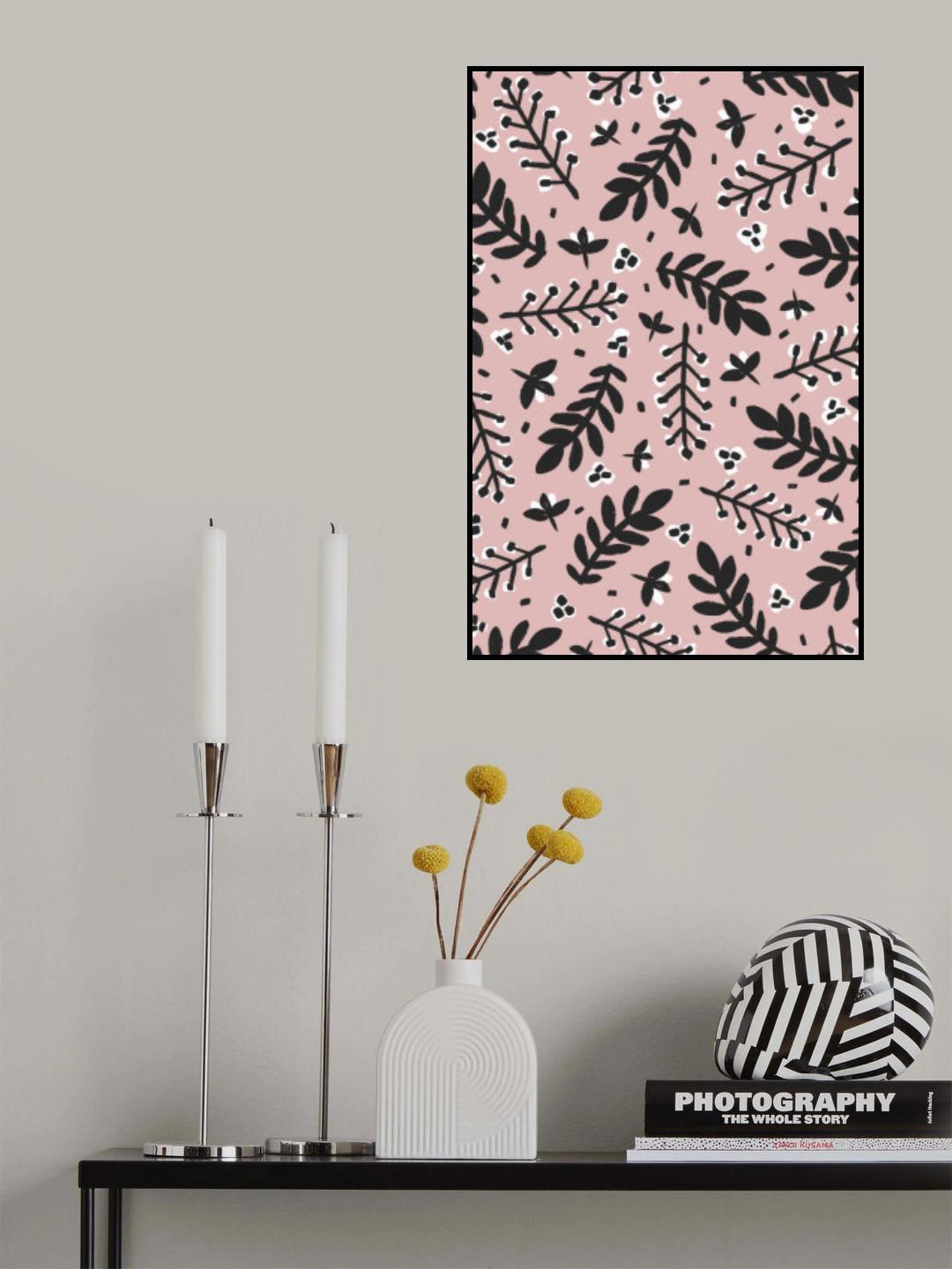 Branches And Berries (Pink) Poster och Canvastavla