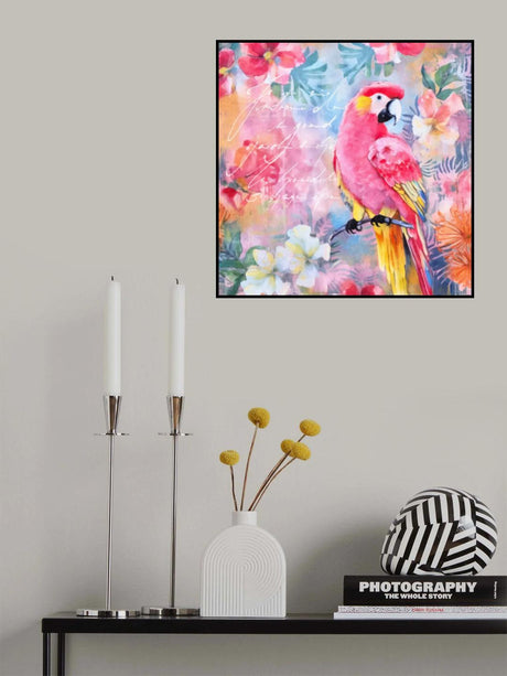 Parrots Pink Paradise Poster och Canvastavla