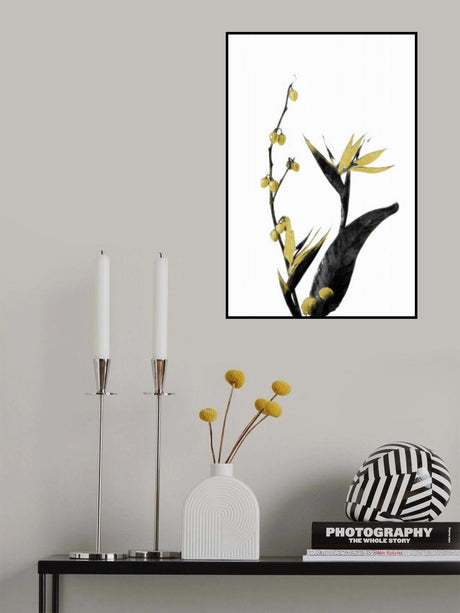 Flower Minimal Black and Gold 02 Poster och Canvastavla