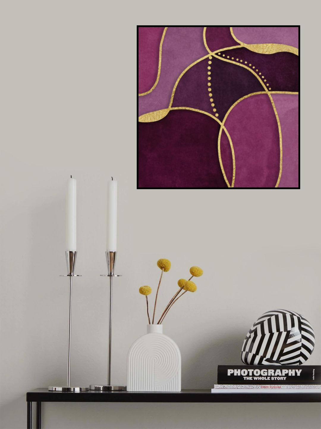 Calm Shapes Pink Gold Poster och Canvastavla