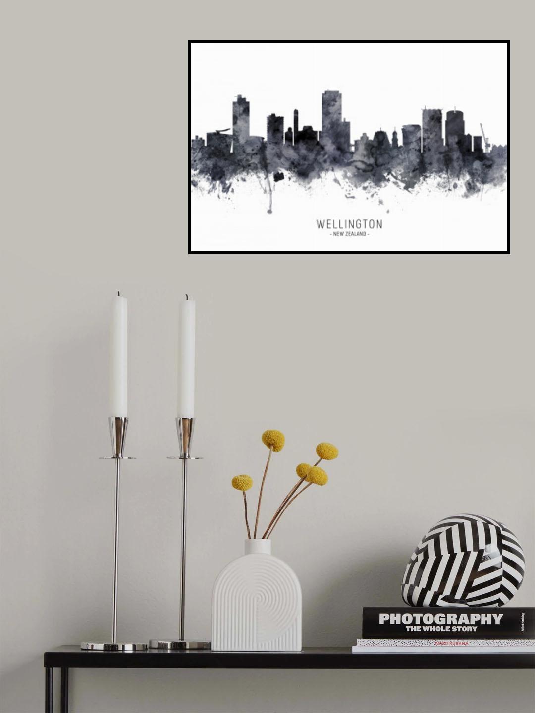 Wellington New Zealand Skyline Poster och Canvastavla